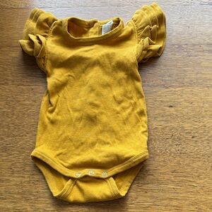 Kate Quinn Yellow Ruffled Baby Onesie